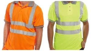 Beeswift Hi-vis Short Sleeve Polo Shirt Bird Eye Fabric Orange, Yellow - Picture 1 of 5