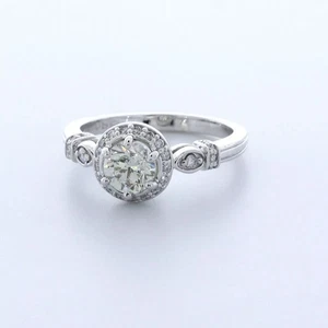 Side Stone Engagement Ring 14K Gold Halo 1.80 CT Round Lab-Grown Diamond H VS1 - Picture 1 of 12