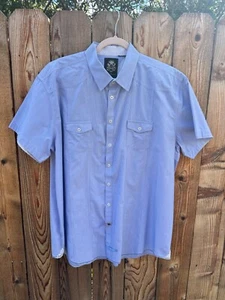 MEN'S ENGLISH LAUNDRY BLUE & WHITE STRIPED BUTTON DOWN CAUSAL SHORT SLEEVE XXL - Picture 1 of 6