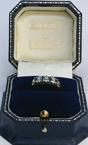 Anillo Vintage Topacio Azul y Circonita Cúbica Media Eternidad Oro 9ct - Talla L - Imagen 1 de 10