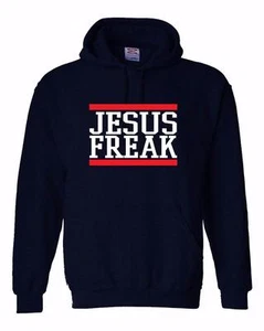 NEW MEN PRINTED JESUS FREAK CHRISTIAN GOD THEME HOODED JACKET PULLOVER HOODIE - Picture 1 of 8