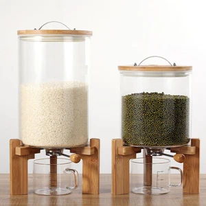 Dispensador de almacenamiento de cereales arroz/grano alimentos secos recipiente de vidrio 5L/7,5L con válvula - Imagen 1 de 45
