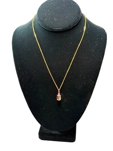 Echte rosa österreichische Kristall Minimal Anhänger Halskette in Original Box GLD Ton. - Bild 1 von 8