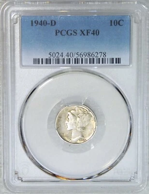 1940-D Mercury Dime PCGS XF40 Original Luster Just Graded New Holder #A51A - Image 1 of 4