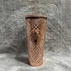 New Starbucks 2023 Winter Holiday Jeweled 24oz Tumbler Cold Cup - Rose Gold - Picture 1 of 8