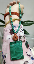 Free Shippig~Handmade Natural Gemstone Malachite Pendant Gemstone Necklace