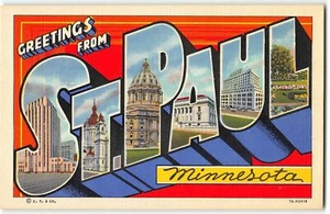 ST. PAUL, MINNESOTA Large Letter Linen Postcard Curteich 1937 - Picture 1 of 2