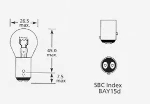 6 voltios 21/5 vatios SBC Bay15d coche clásico freno freno bombilla trasera 384 (Caja 10) - Imagen 1 de 5