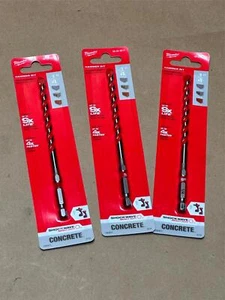 3x Pack Milwaukee Shockwave Hex Carbide Hammer Concrete Drill Bit 1/4" x 4" x 6" - Picture 1 of 4