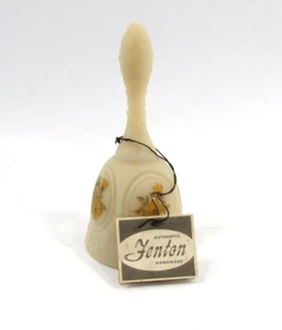 Vintage Fenton Hand Painted Signed Vaseline Yellow Custard Glass Bell NWT - Picture 1 of 9