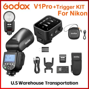 US Godox V1 Pro V1Pro-N TTL Round Head Camera Flash Light + X3 Trigger for Nikon - Picture 1 of 24