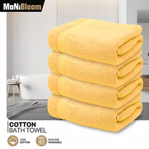 4 Pieces 100% Cotton Ultra Soft Towel Set 27"x54" Absorbent Quick Dry Bath Towel - Picture 1 of 100