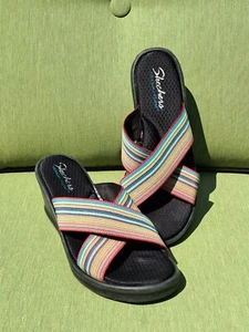 Sketchers Multicolor Sandals Slides Womens Size 10 Wedge Heel - Picture 1 of 8