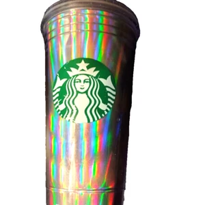 Starbucks 2018 Iridescent Rainbow Logo Cold Cup Tumbler Cold 20 Oz NO STRAW - Picture 1 of 3