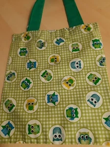 Mittlere Damentasche, Stofftasche KLEINE EULEN mehrfarbig - Handarbeit - Bild 1 von 7