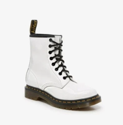 Dr. Martens Women Classic 1460 Patent Leather Boots In White SZ 7 - Image 1 of 4