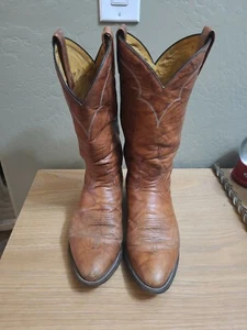 Tony Lama 5084 Mens Size US 10.5 D Brown Leather Western Cowboy Pull On Boots - Picture 1 of 10