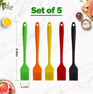 GO Pick 5Pcs Silicone Basting Pastry Barbecue oil Brush for BBQ Grill & Butter. - Picture 1 of 7