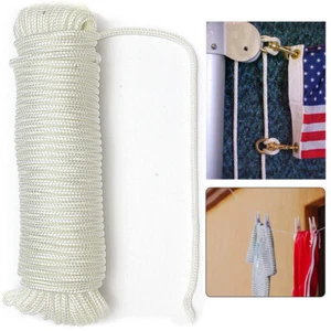 80' Flagpole Rope Heavy Duty Poly Flag Line Flagline Flag Pole Braided White - Picture 1 of 1