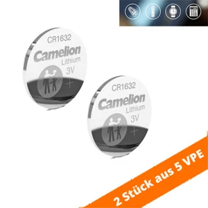 2 x CR1632 Camelion Lithium 3V Knopfzelle Batterie Blister DL1632 ø16x3,2mm - Bild 1 von 7
