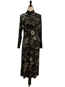 VESTIDO CON COSTURAS FAVORITO JOHNNY WAS Talla Pequeña JANIE CUELLO FALSO ESTAMPADO CELESTIAL - Imagen 1 de 10