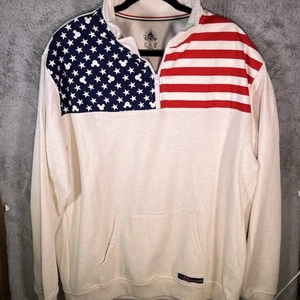 WALT DISNEY WORLD 1/4 Zip Herren Sweatshirt - Gr. XL - rot/blau FLAGGE Mickey Mouse - Bild 1 von 7