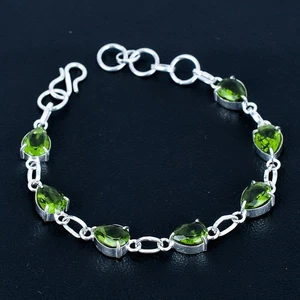 Peridot Gemstone Ethnic Handmade Bracelet Jewelry Gift 7-8" - Picture 1 of 3
