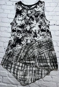 Simply Vera Wang asymmetrisch Mixed Media ärmellos Tunika Länge Top Medium - Bild 1 von 15
