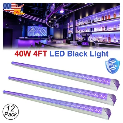 40W黑色灯具4英尺可连接LED管房间装饰活动照明12包 — 第 1/4 张图片
