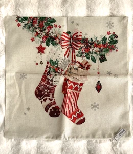 Fundas de almohada retro de aspecto vintage 18X18 pulgadas rojo verde Navidad - Imagen 1 de 5