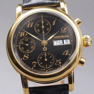 Montblanc Meisterstück 7001 Chronograph Black Dial Automatik Uhr Gold - Bild 1 von 12