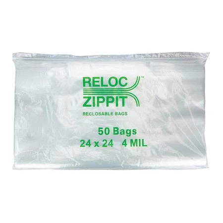Bolsa Reloc Zippit 4R2424 Reclosável, Vedação com Zíper, 24 em L, 24 em L, 4 Mil de Espessura, - Imagem 1 de 1