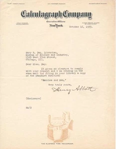 Henry ABBOTT / Typed Note Signed - Picture 1 of 1