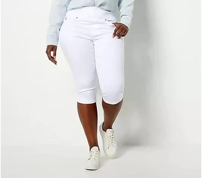 Belle by Kim Gravel Reg TripleLuxe Twill Pedal Pushers White Plus Sz 30W A489399 - Image 1 of 4