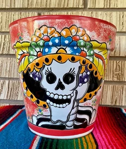 LG DÍA DE LOS MUERTOS MEXICANO TALAVERA Arte Popular CERÁMICA MACETA CERÁMICA #6 - Imagen 1 de 10