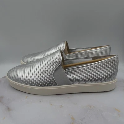 Vince Zapatos Mujer Talla 12 M Cuero Plateado Sin Cordones Informales Tenis Blair Foto 1 de 4