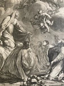 Gravur 17. Jh. Michel Dorigny Simon Voui Jungfrau Maria Die Madonna der Jesuiten Kunst - Bild 1 von 13