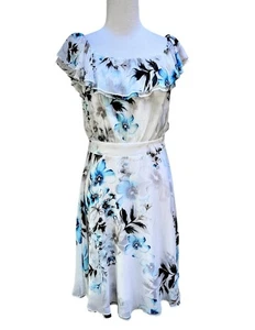 Vestido Casa Blanca Mercado Negro Talla 6 Multicolor Floral Cuentas Volantes Acentos Nuevo - Imagen 1 de 11