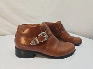 Ariat Women's Size 9 Short Brown Leather Boots With Detailed Metal Buckle - Picture 1 of 15