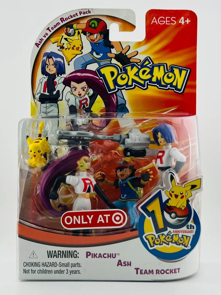 POKEMON PIKACHU ASH TEAM ROCKET FIGURE 10TH ANNIVERSARY TARGET EXCLUSIVE SEALED - Image 1 of 1