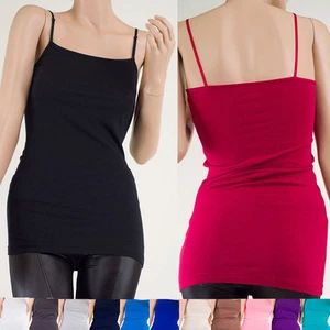 TANK Top Basic lang verstellbar Spaghettiband CAMI Schichtung Plus S ~ 3XL T-B1002 - Bild 1 von 44