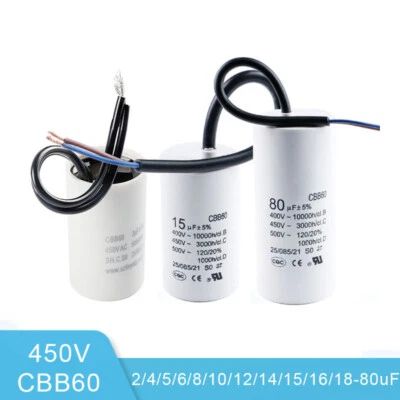 MARKENLOS Condensadores CBB60 450V 2/4/5/6/8/10-80UF condensador de arranque condensador de motor