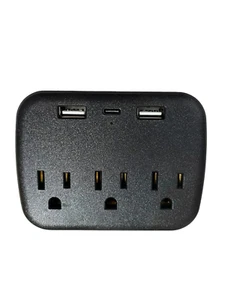 NEW 6 PORT POWER SUPPLY WALL ADAPTER 3 OUTLET 2 USB 1 USB-C STRIP PLUG EXTENDER - Picture 1 of 2