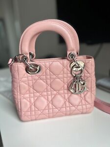Dior Lady Dior Mini Handbag. Pink.