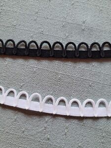 elastisches Schlingenband 6mm Gummiband mit 1 cm Ösen weiß oder schwarz