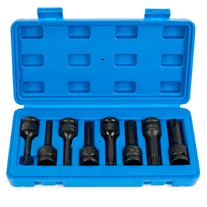 8pcs T30-T80 1/2'' Drive Torx Deep Impact Metric Socket Bits Set Repair Tool Kit - Picture 1 of 10