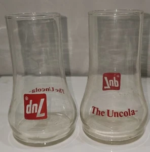 Vtg Upside Down 7-Up Soda Glasses Lot 2pc The Uncola Seven Up Beaker Glass Set - Picture 1 of 3