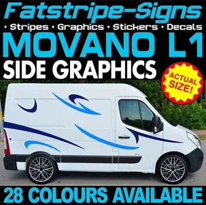 passend für Vauxhall (Opel) Movano L1 SWB Grafik Aufkleber Streifen Decals Camper Van - Bild 1 von 2