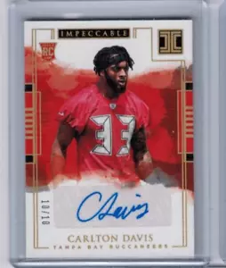 2018 Panini Impeccable Carlton Davis Gold Rookie Auto RC #'ed 10/10 #153 - Picture 1 of 1