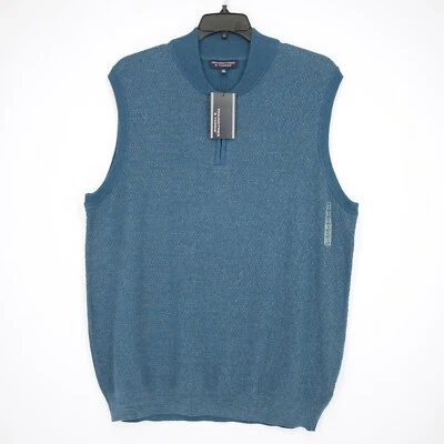 Roundtree & Yorke Men's Sweater Vest XLT Tall Man Blue 1/4 Zip NWT - Image 1 of 4
